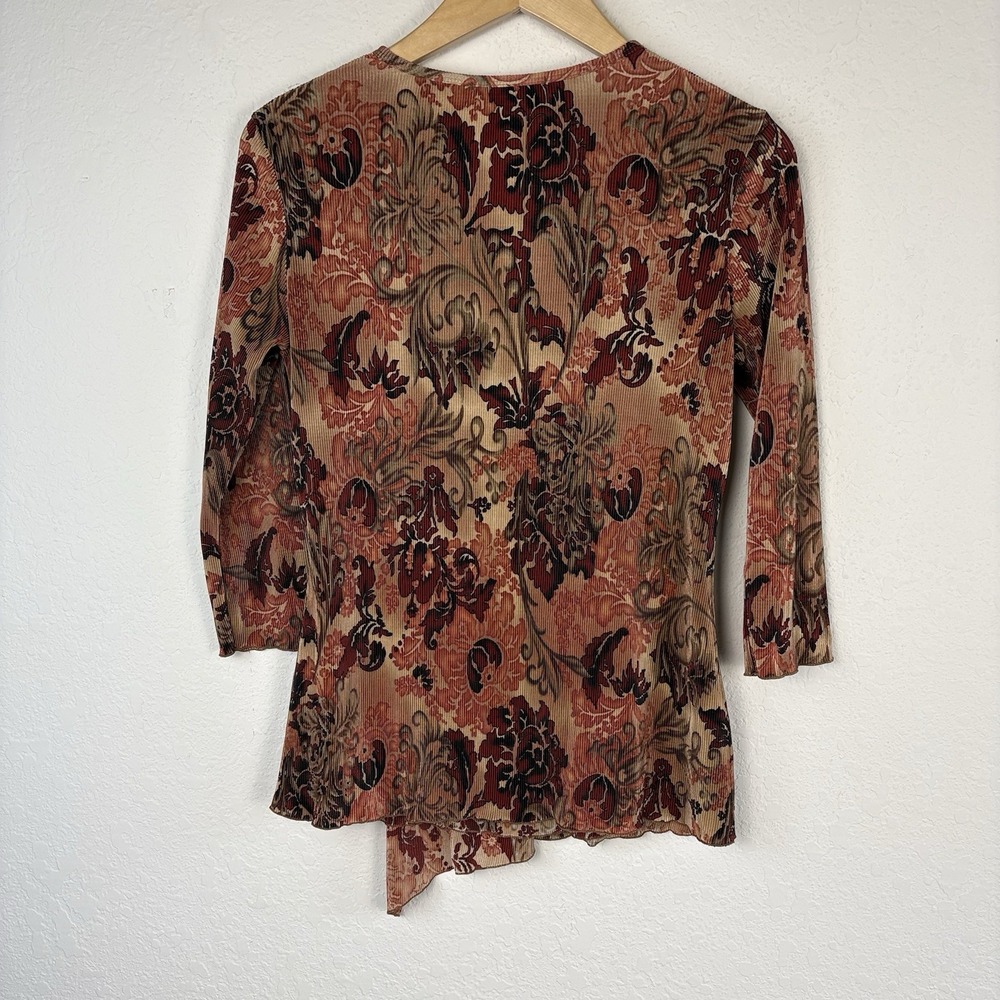 Vtg Y2K Dressbarn M Babydoll Blouse Asymmetric Dark Floral Fairy Whimsigoth Boho - Picture 5 of 5